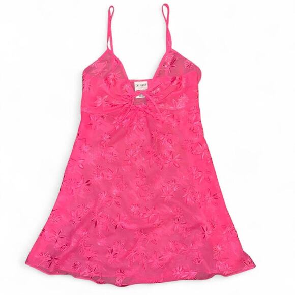 rare Y2K vintage vtg sheer pink embroidered slip dress sz M - Picture 2 of 7